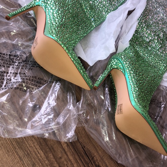 Azalea Wang Money Green Long Heel Boots - Picture 4 of 11